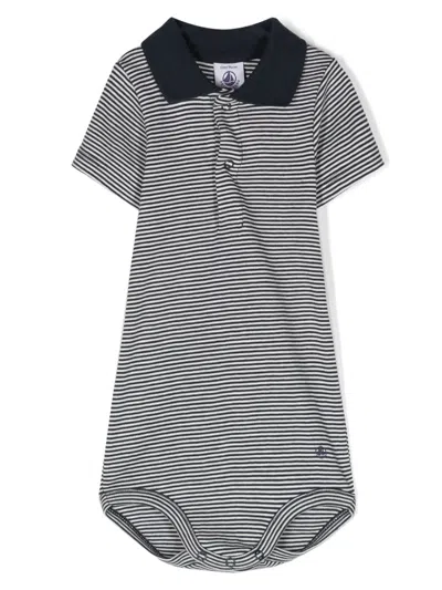 Petit Bateau Babies' Striped Cotton Body In 蓝色