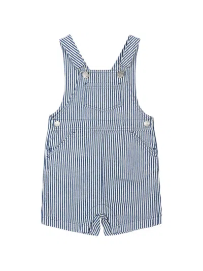 Petit Bateau Babies' Striped Dungarees In Blue
