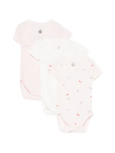 Petit Bateau Babies' Striped Floral Bodies (set Of Three) In Multi