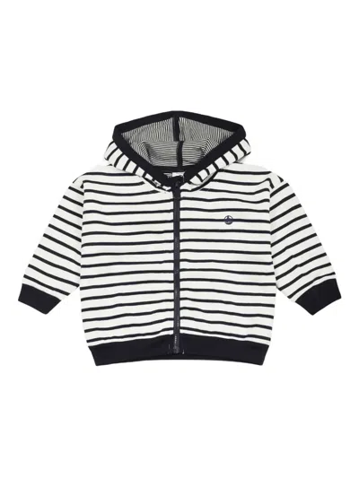 Petit Bateau Babies' Striped Hoodie In 黑色