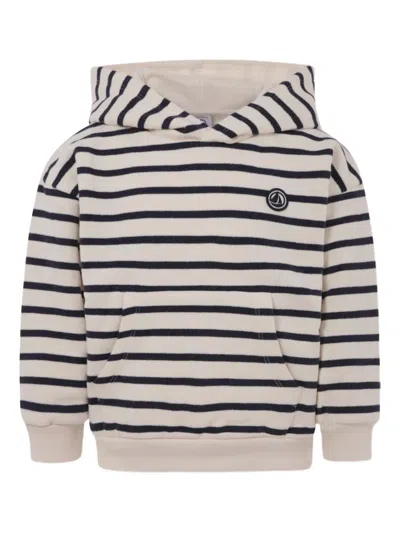Petit Bateau Kids' Striped Hoodie In Nude