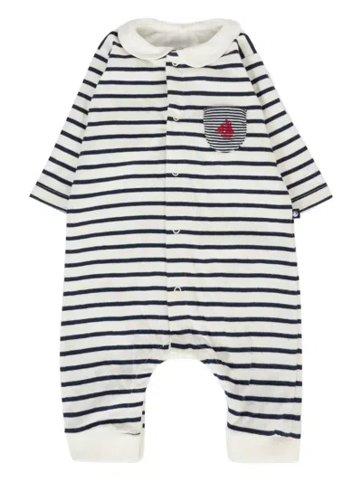 Petit Bateau Babies' Striped Romper In White