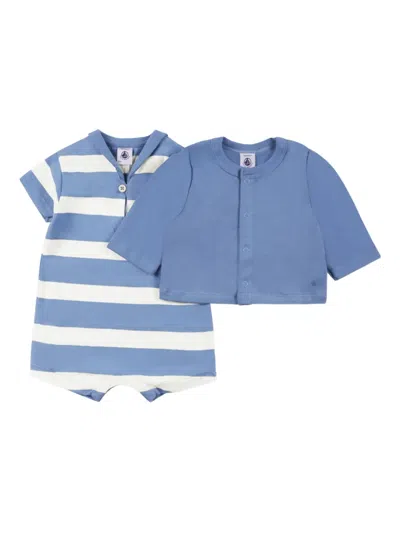 Petit Bateau Babies' Striped Shorties (set Of Two) In Blue