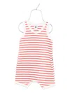 Petit Bateau Striped Sleeveless Romper In Red
