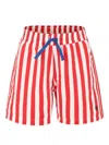 Petit Bateau Striped Swim Shorts In Red