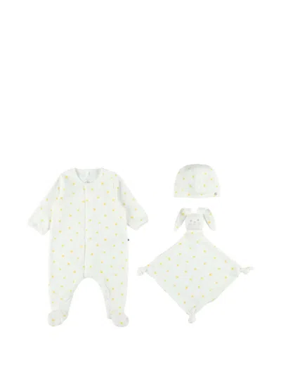 Petit Bateau Sun-print Babywear (set Of Three) In White