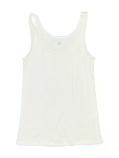 Pre-owned Petit Bateau Kids' Tank Top Ivory Scoop Neck Tops In White