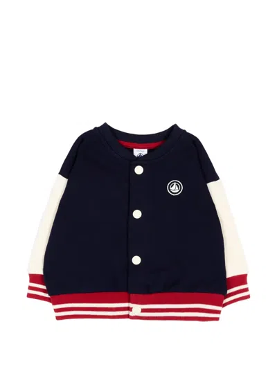 Petit Bateau Babies' Teddy Logo-patch Bomber Jacket In Blue