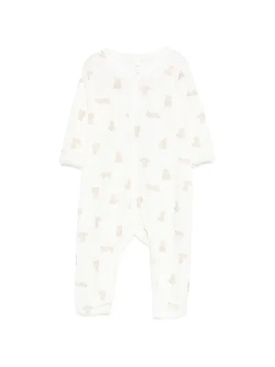Petit Bateau Babies' Teddy-print Pajama In White