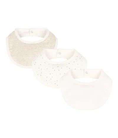 Petit Bateau Tri-pack Bibs In Bianco