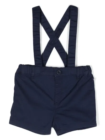 Petit Bateau Babies' Twill Cotton-blend Dungaree In Medieval Blue