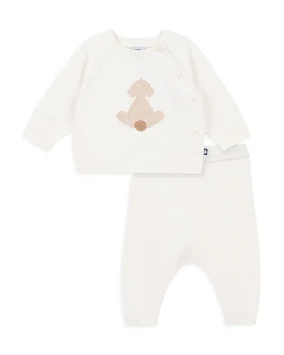 Petit Bateau Unisex Cotton & Cashmere Dog Sweater & Pants Set - Baby In White