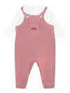 Petit Bateau Velour Dungaree Set In Pink