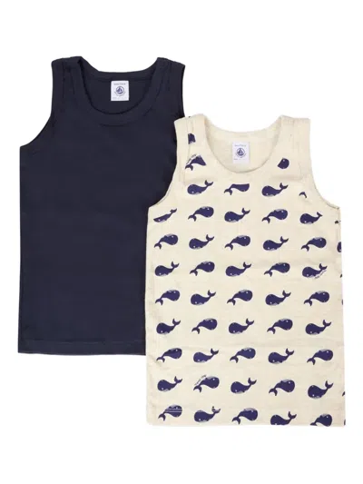 Petit Bateau Kids' Vest Top Two-pack In Blue