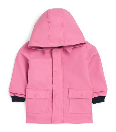 Petit Bateau Kids' Waxed Hooded Raincoat In Pink