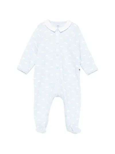 Petit Bateau Babies' Whale-motif Pajama In Blue