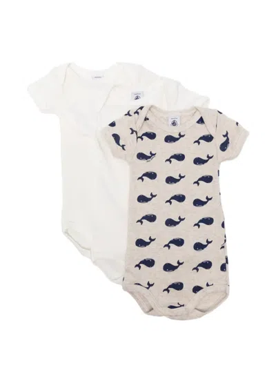 Petit Bateau Babies' Whale-print Bodies (set Of Three) In Multi