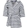 PETIT BATEAU WHITE BATHROBE FOR KIDS WITH STRIPES