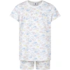 PETIT BATEAU WHITE PAJAMAS FOR GIRL WITH CLOUDS PRINT