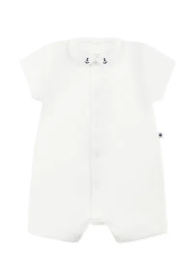 Petit Bateau White Romper For Babykids With Anchors