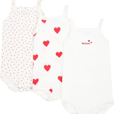 Petit Bateau White Set For Baby Girl With Hearts