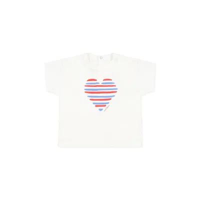 Petit Bateau White T-shirt For Babykids With Heart