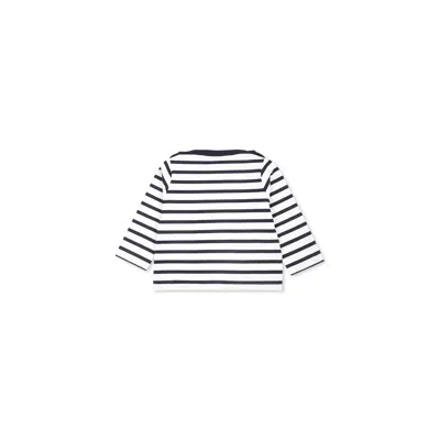 Petit Bateau White T-shirt For Babykids With Logo In Multicolor