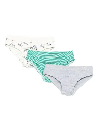Petit Bateau Kids' Zebra-print Briefs (pack Of Three) In Multi