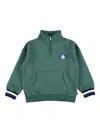 Petit Bateau Zip-up Logo-patch Sweatshirt In Green