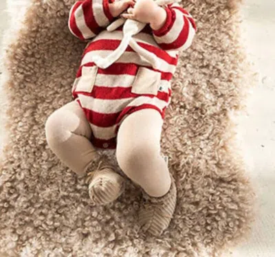 Petit Indi Kids' Babys Stipey Knit Romper In Red Multi