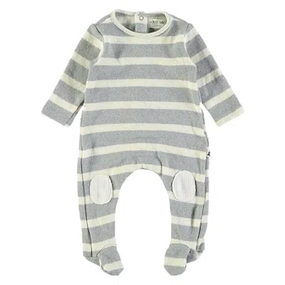 Petit Indi Kids' Babys Striped Onesie In Grey Multi In Gray