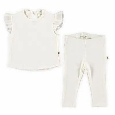 Petit Indi Kids' Girl's Ruffle Top In White
