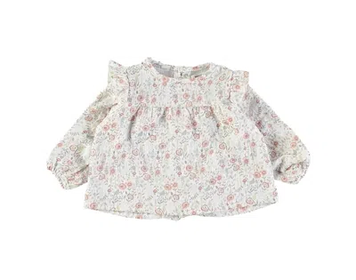 Petit Indi Kids' Girls Floral Blouse In White Multi