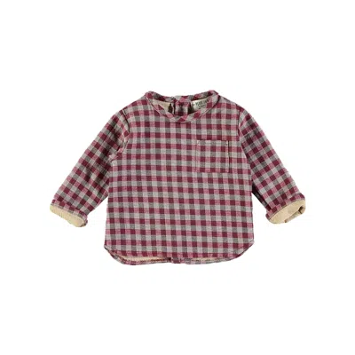 Petit Indi Kids' Girls Front Pocket Top In Red Multi In Gray