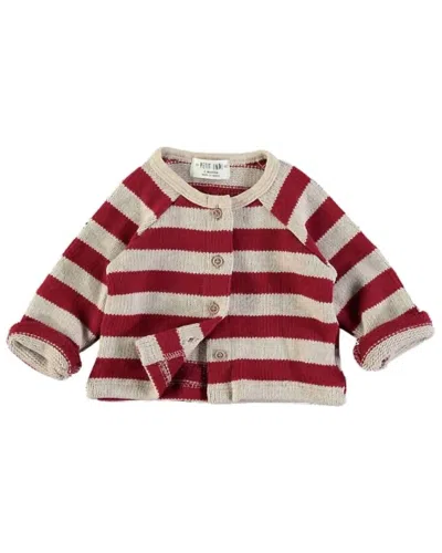 Petit Indi Kids' Girls Striped Button Down Jacket In Red Multi