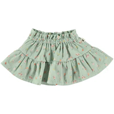 Petit Indi Kid's Floral Skirt In Green
