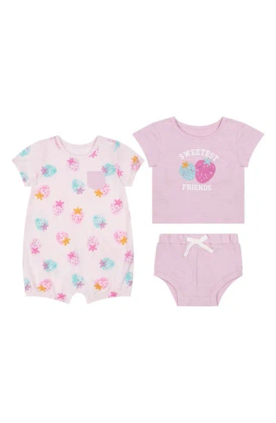 Petit Lem Babies' 3-piece Top & Shorts Set In Pink