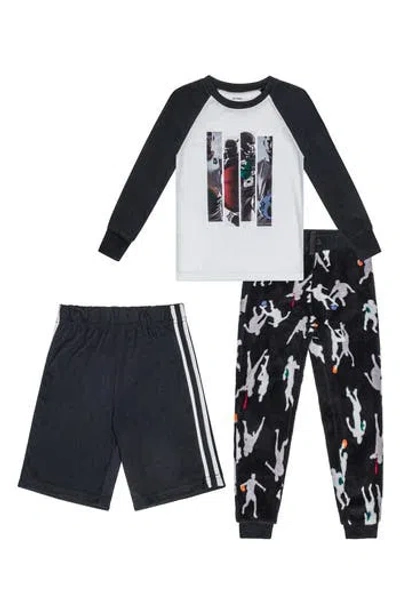 Petit Lem Kids'  Athlete 3-piece Pajama Set In Black