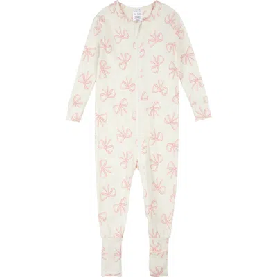 Petit Lem Babies'  Bow Print Convertible One-piece Pajamas In Multi
