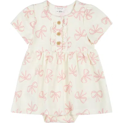 Petit Lem Babies'  Bow Print Skirted Bodysuit In Multi