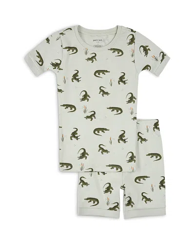 Petit Lem Boys' Crocodile Print Pajama Set - Little Kid, Big Kid In White