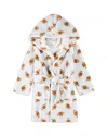 Petit Lem Boys' Football Print Plush Hooded Robe - Big Kid In White