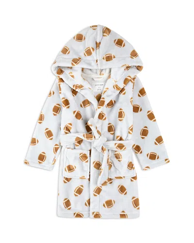 Petit Lem Boys' Football Print Plush Hooded Robe - Big Kid In White