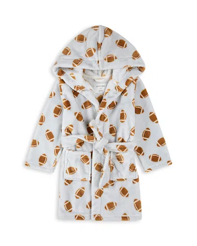 Petit Lem Boys' Football Print Plush Hooded Robe - Little Kid In White