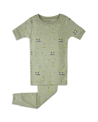 Petit Lem Boys' Golf Print On Seagrass Short-sleeve Pajama Set - Little Kid In Dark Green
