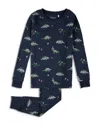 Petit Lem Boys' Holiday Dinosaur Print Pajama Set - Little Kid In Blue