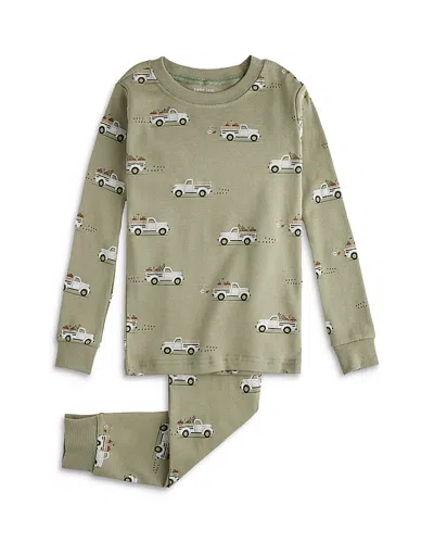 Petit Lem Boys' Pumpkin Pick Up Print Pajama Set - Little Kid In Green