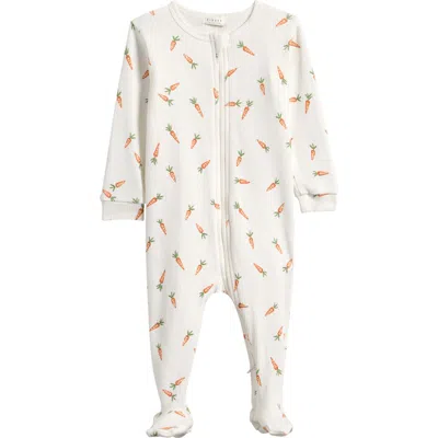 Petit Lem Babies'  Carrot Print One-piece Footie Pajamas In Multi