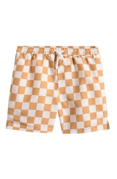 Petit Lem Kids'  Checkerboard Swim Trunks In Multi