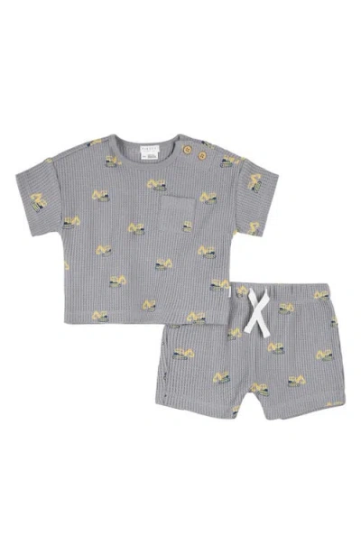 Petit Lem Babies'  Digger Print T-shirt & Shorts Set In Gray